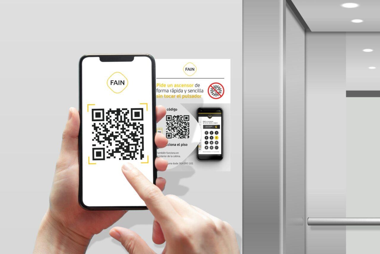 Hand calling a lift from a Qr code